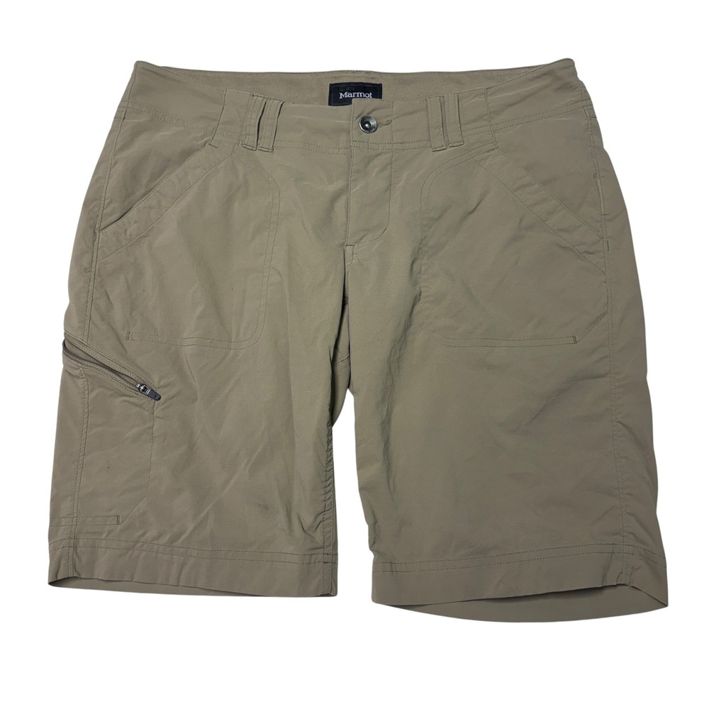 Marmot Womens Hiking Shorts Size 8 33X10 Khaki Technical Cargo Pockets Outdoor